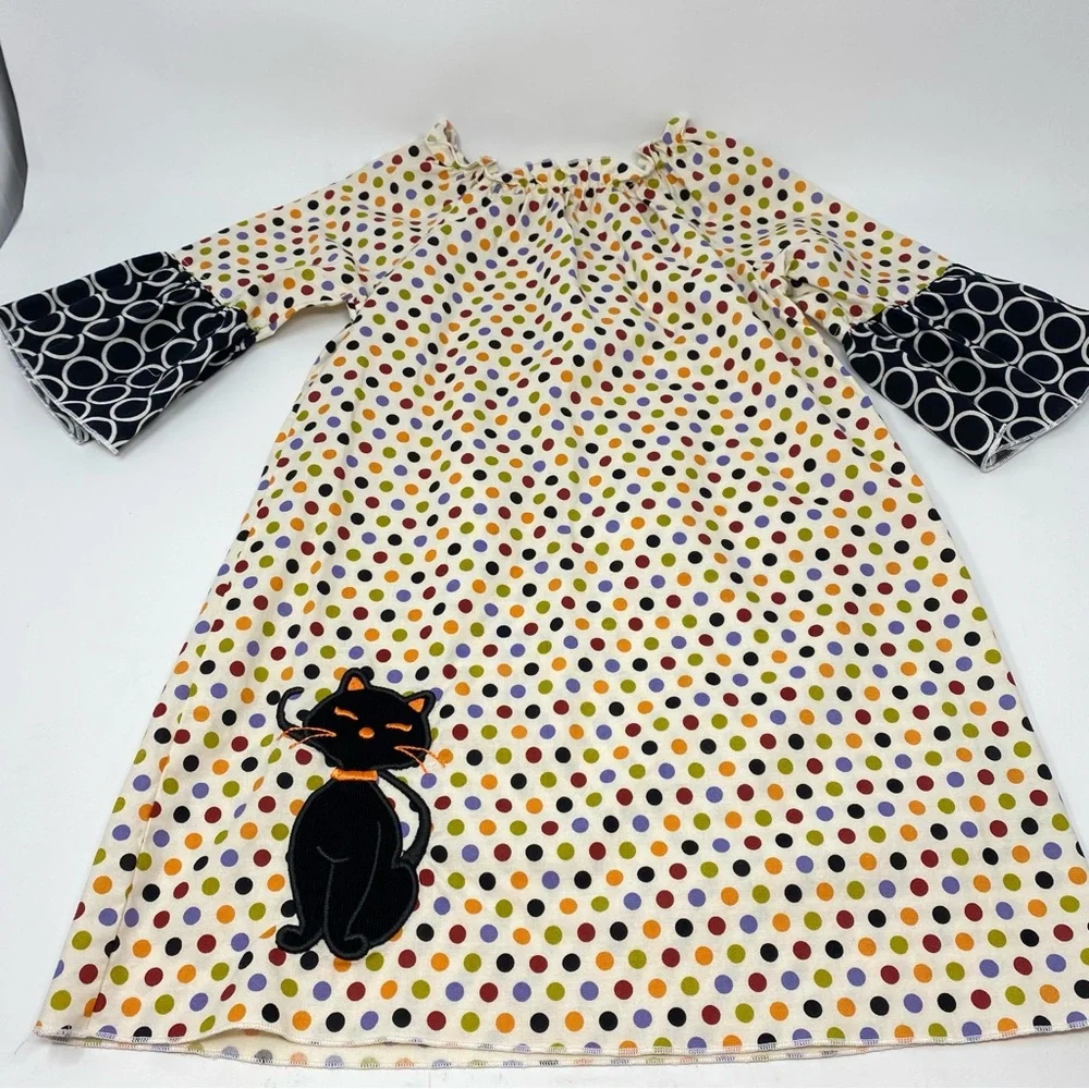 Lolly Wolly Dress Polka Dot Black Cat Halloween 3T